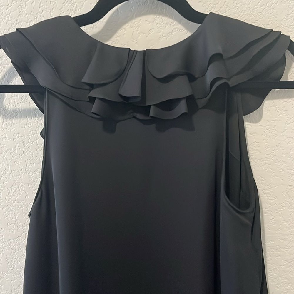 AMANDA UPRICHARD Black Sleeveless Mini Dress Belle Ruffle Tie LBD, Size XS - Picture 6 of 7